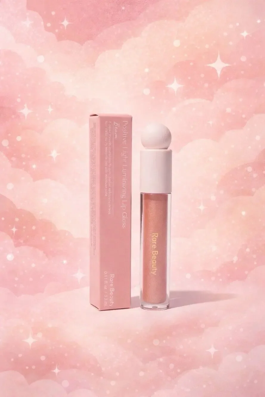 Rare Beauty Positive Light Luminizing Lip Gloss Beam Peachy Coral Shimmer